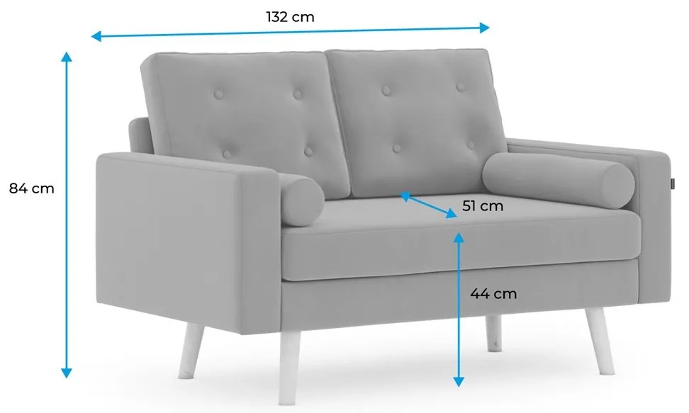 Szara sofa 2-osobowa MANDI VELVET