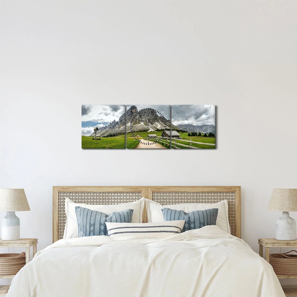 Obraz - W austriackich górach (z zegarem) (90x30 cm)