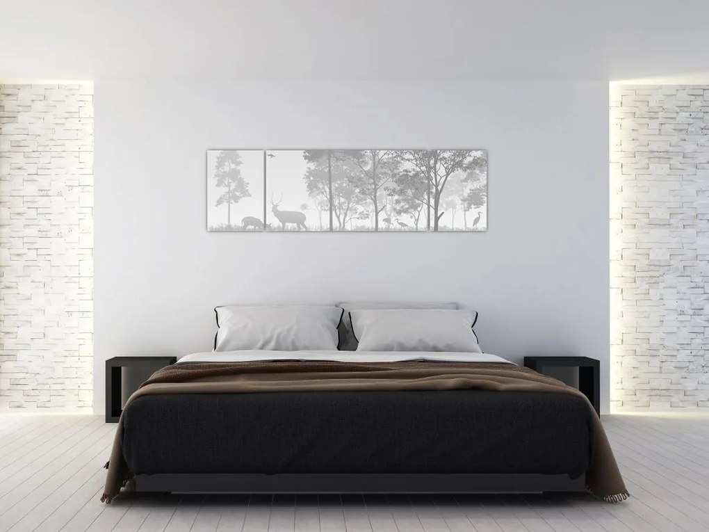 Obraz - Łąka z jeleniami (170x50 cm)