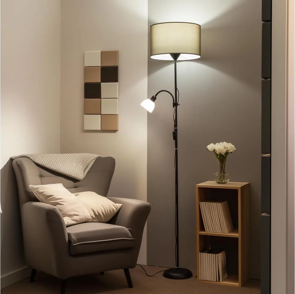 Brilagi - Lampa stojąca CERIA 1xE27/100W/230V + 1xE14/25W czarna/brązowa