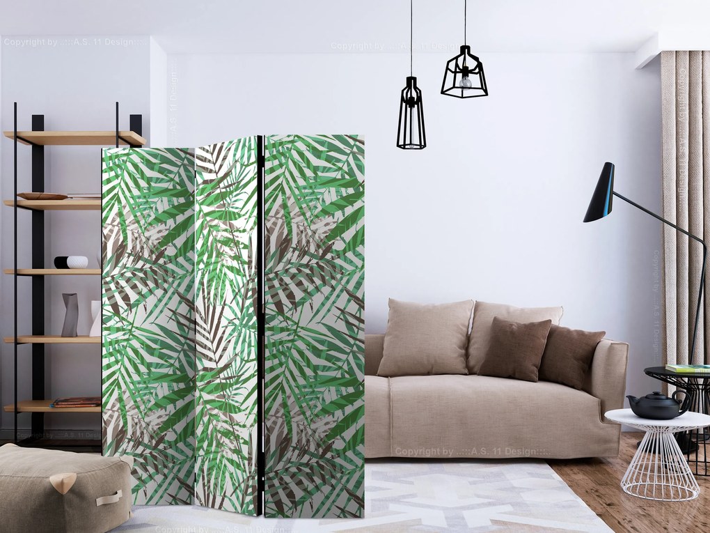 Parawan akustyczny Liście 135x172 cm 3-częściowy zielony ARTGEIST B