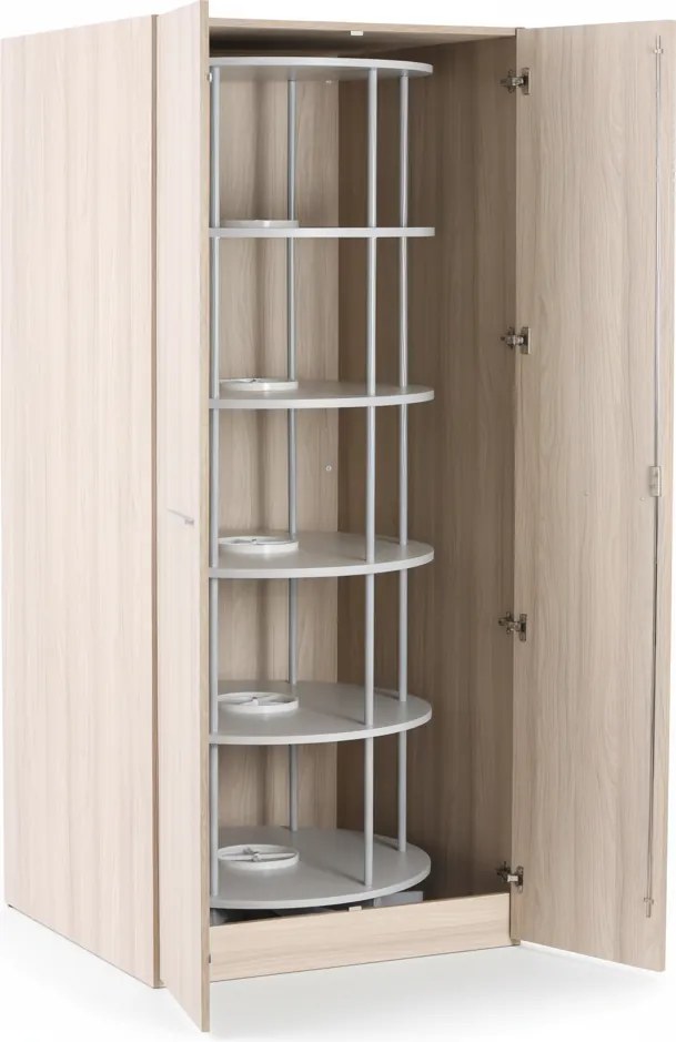 Szafa z obrotowym regałem na segregatory, 5 poziomów, zamykana na klucz, dąb naturalny