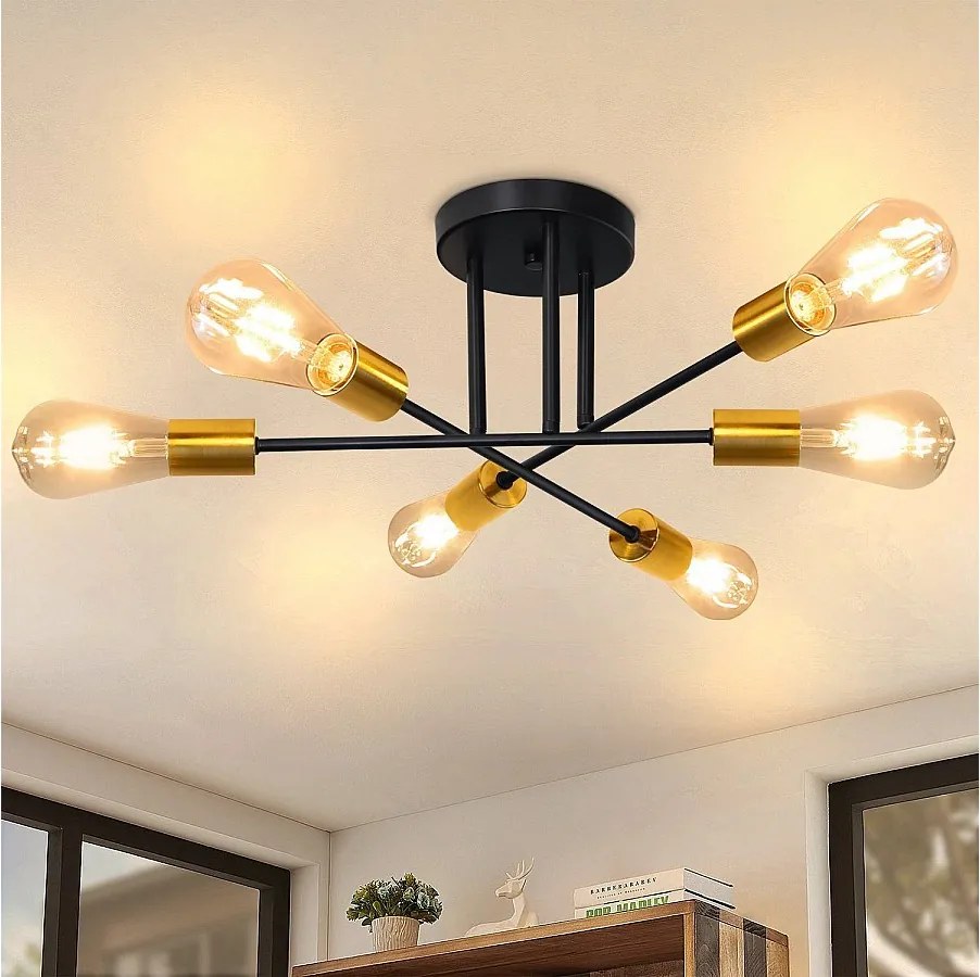 NETTLIFE lampa sufitowa stara lampa 6 żarówek E27 lampa przemysłowa sypialnia lampa retro do salonu jadalnia korytarz restauracja hotelowa kawiarnia