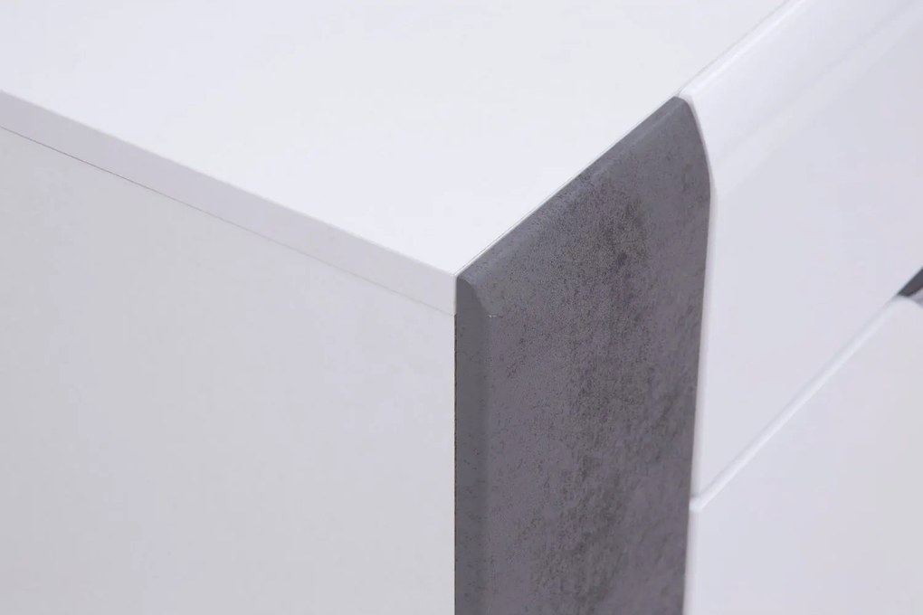 Komoda z Szufladami do Salonu NOVO 107 cm Biała / beton Nowoczesna