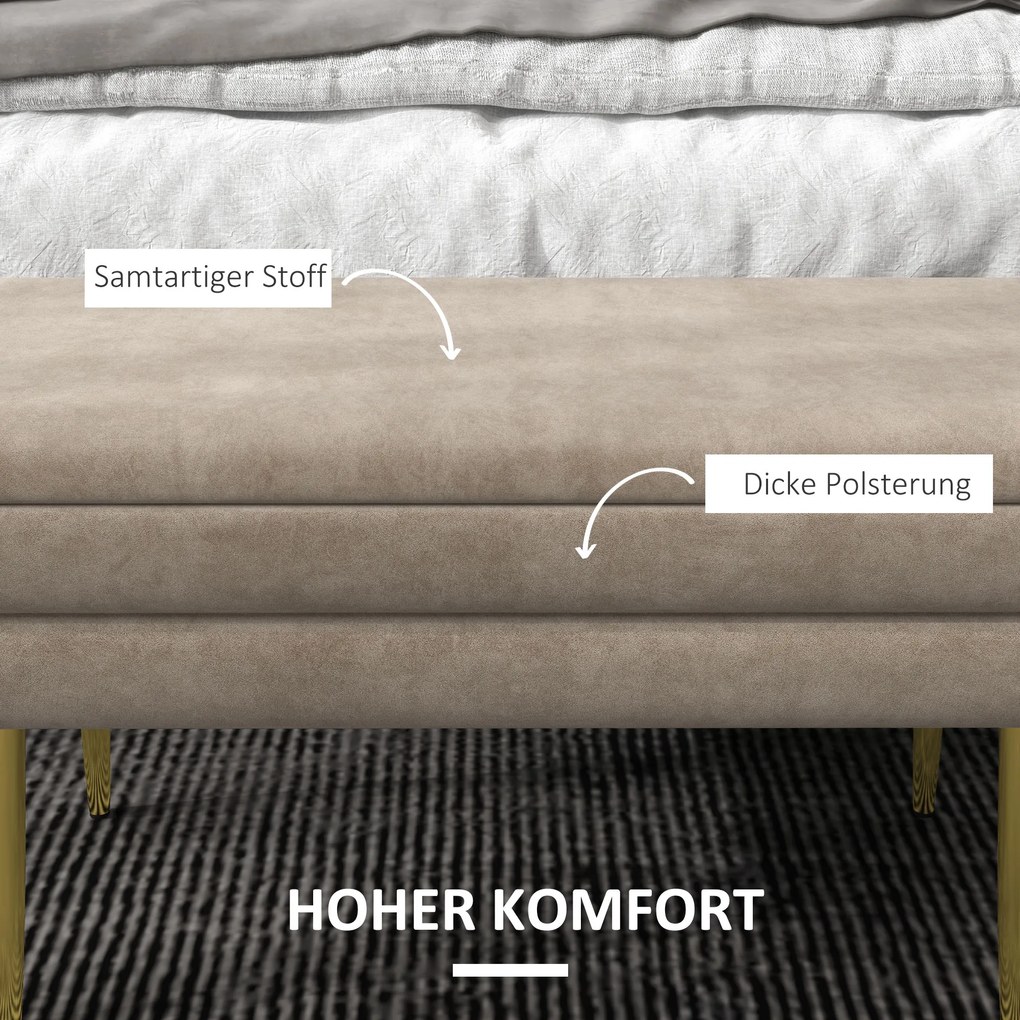 Ławka tapicerowana HOMCOM z przestrzenią do przechowywania, stelaż stalowy, 79,5 cm x 37,5 cm x 43 cm, Beżowa