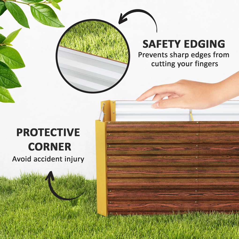 Outsunny Zestaw 2 wysokich grządek, donica, extra głęboka, metalowa, 120 x 60 x 60 cm Brąz