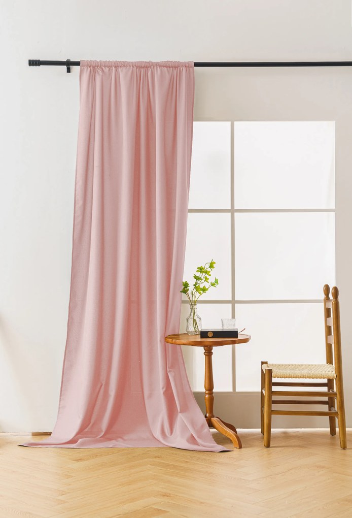 Zasłona OXFORD LIGHT 140x250 cm, różowa Zawieszanie: Taśma z wiązaniami