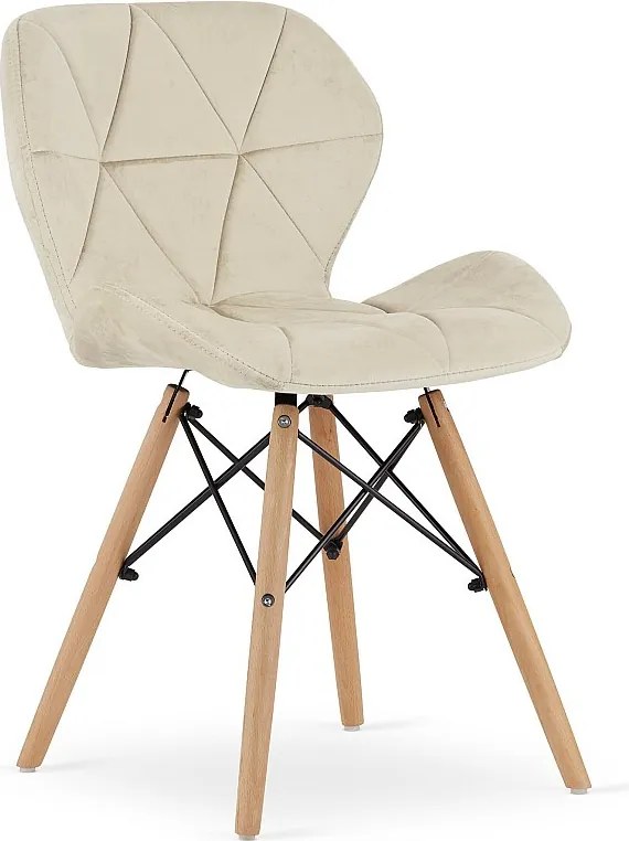 Krzesło Valora WAKO Velvet Beige z nogami bukowymi x1