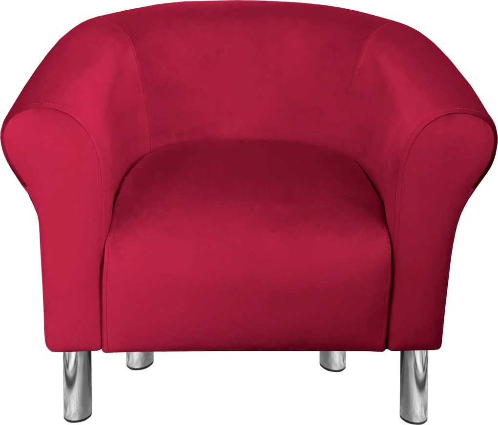 Fotel Milo tkanina Welur wygodny fotel tapicerowany do salonu i sypialni : Kolor nogi - Chrom, Kolor tkaniny - VELVET - MG31, Wysokość nogi - 15 cm