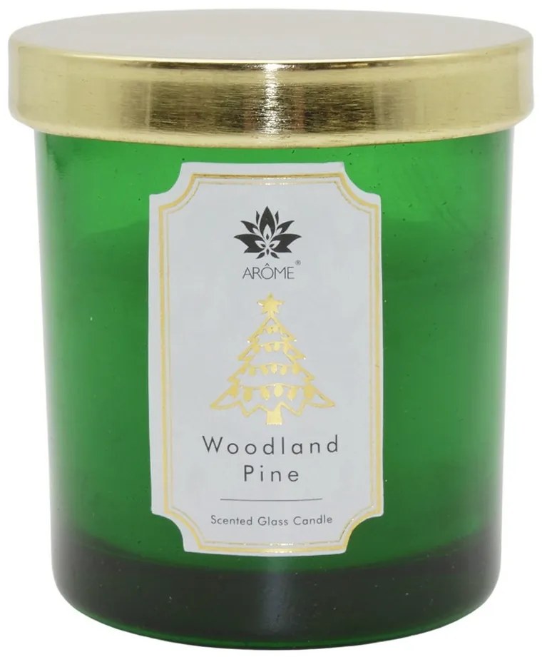 Świeca zapachowa w kolorowym szkle z pokrywką,Woodland Pine, 125 g