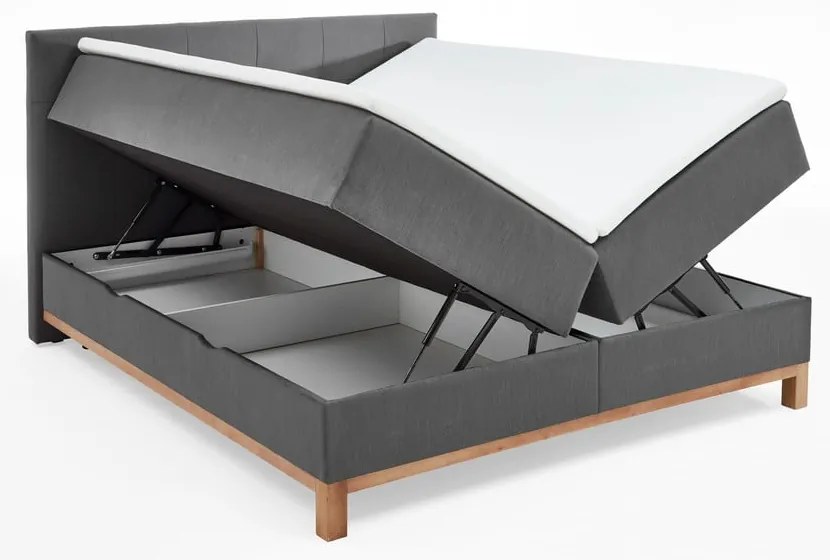Ciemnoszare łóżko boxspring ze schowkiem 160x200 cm Catania − Meise Möbel