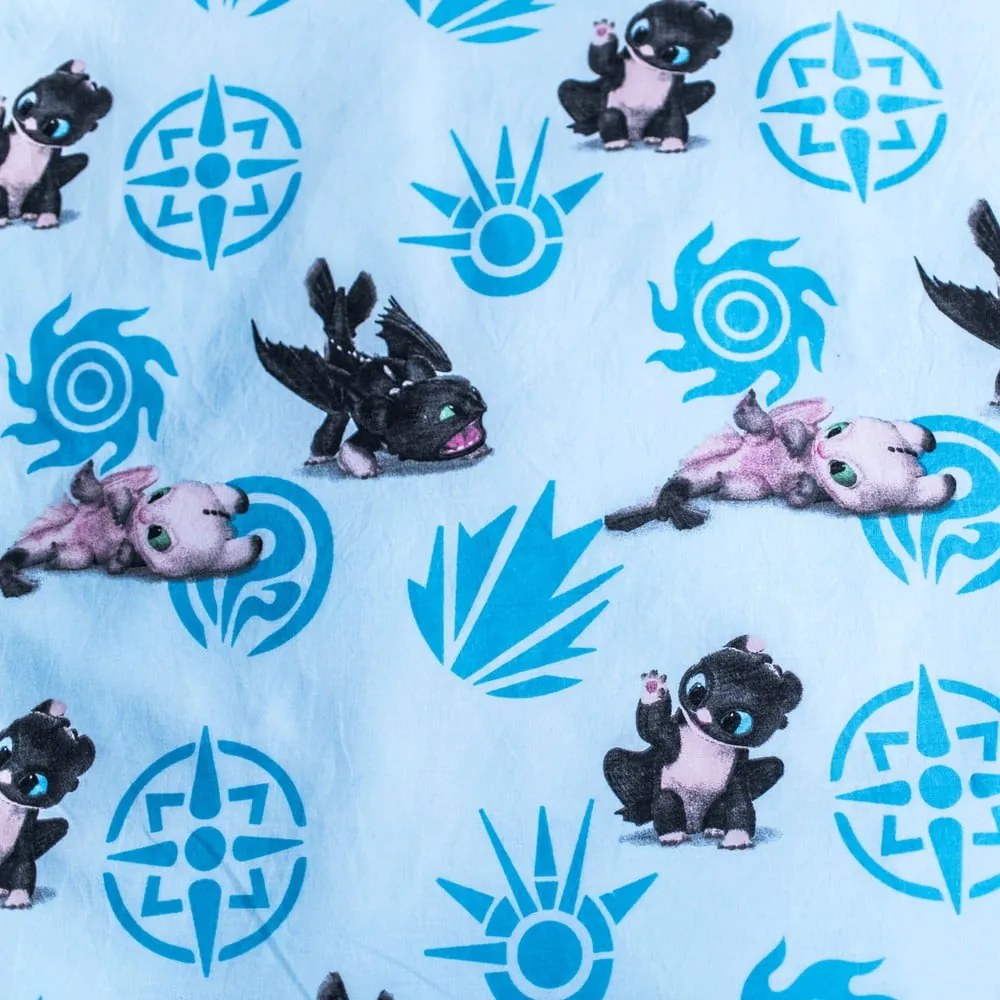 Niebieska bawełniana pościel dziecięca do łóżeczka 100x135 cm How to Train Your Dragon "Babies" – Jerry Fabrics
