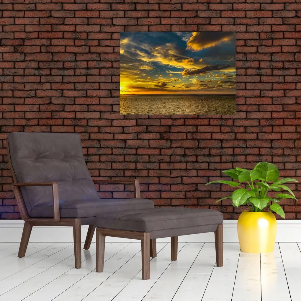 Obraz na szkle - zachód słońca nad morzem (70x50 cm)