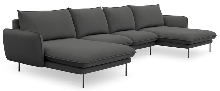 Ciemnoszara sofa w kształcie litery U Cosmopolitan Design Vienna