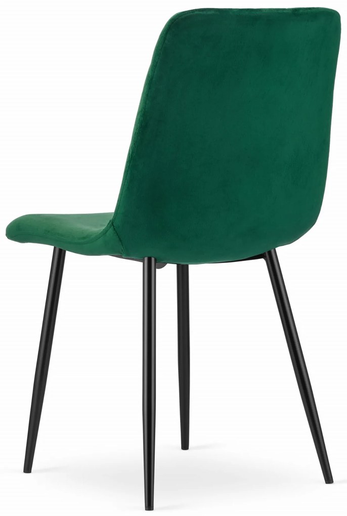 Zestaw jadalniany 1 + 4, czarny stół RAMOD 100x60 cm marmurowy dekor + zielone krzesło TURIN z czarnymi nogami