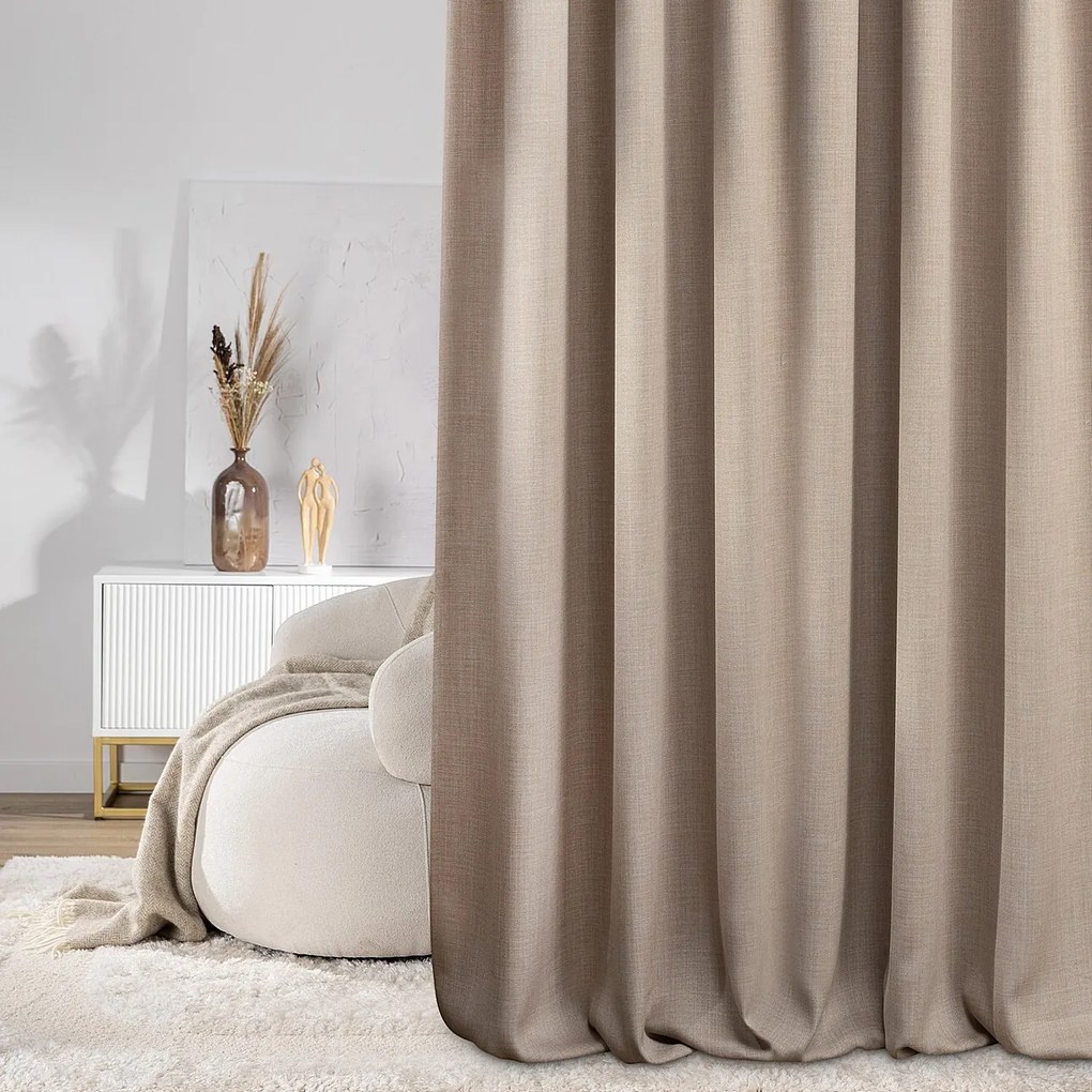 Zasłona zaciemniająca na taśmie marszczącej blackout strukturalny beżowy140 x 280 cm 1 szt.