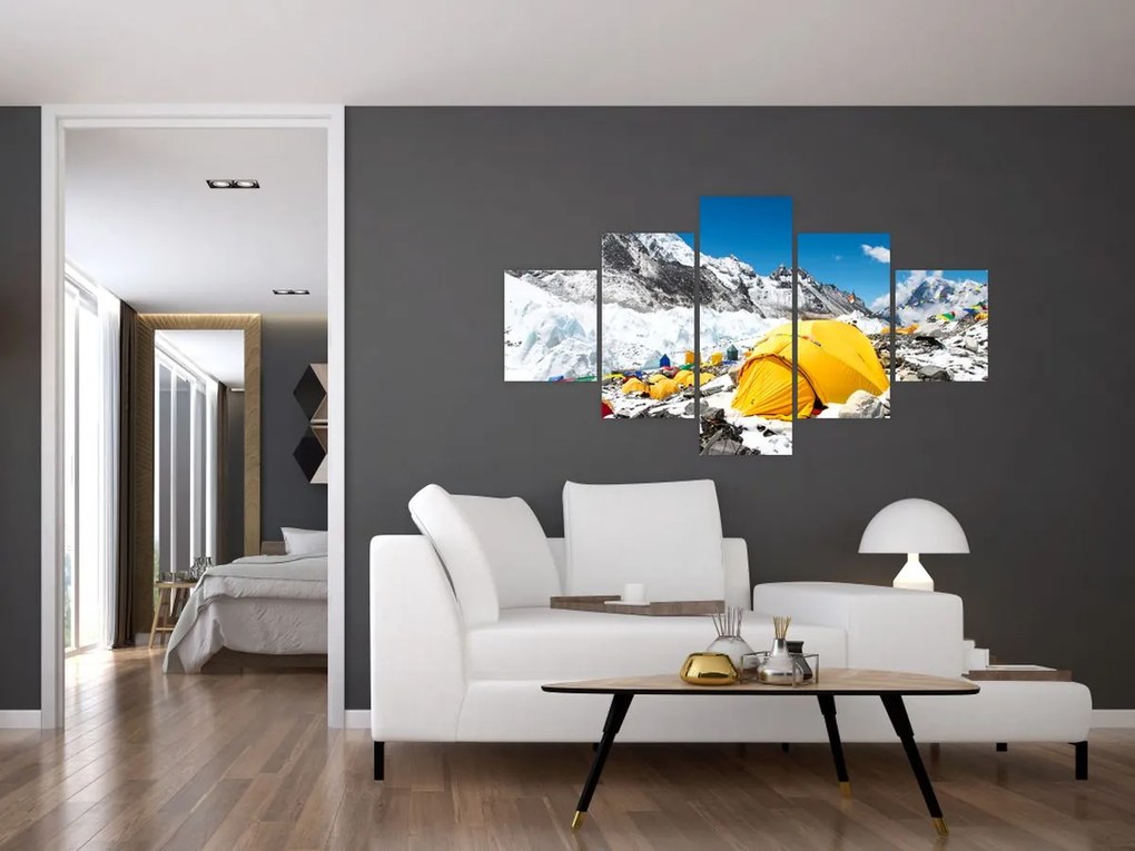 Obraz - Kemping w górach (125x70 cm)