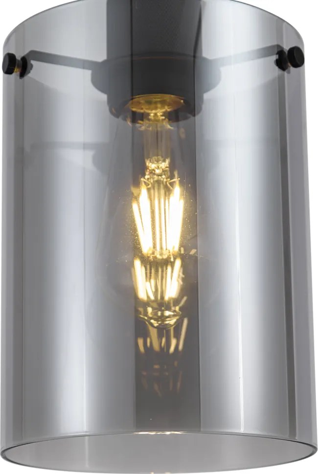 Designerska lampa wisząca czarna z przydymionym szkłem - Domo
