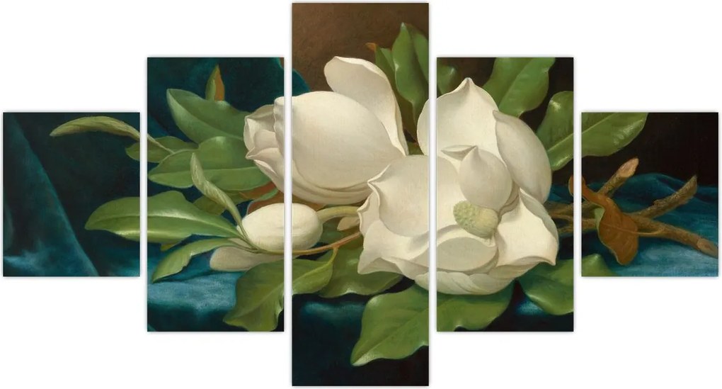 Obraz - Martin Johnson Heade, Giant Magnolias on a Blue Velvet Cloth, reprodukcje (125x70 cm)