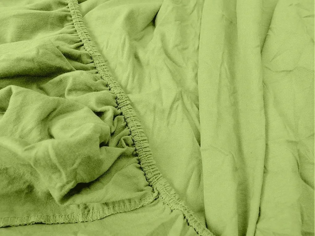 PrzytulneMieszkanie.pl Prześcieradło Jersey HIGHFIT pistacjowe 90 x 200 cm