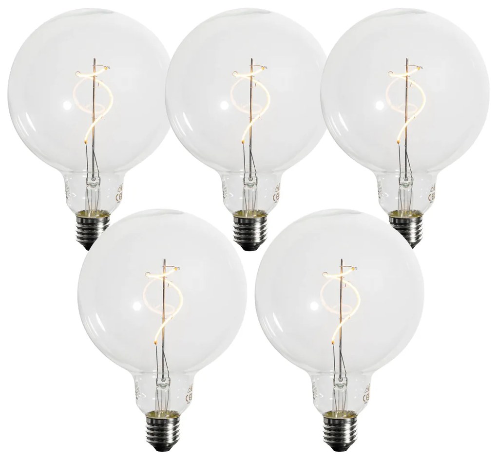 Zestaw 5 ściemnialnych żarówek LED E27 z żarnikiem spiralnym G125 4W 270LM 2200K