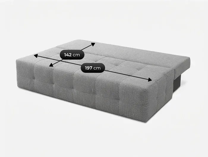 Sofa z Funkcją Spania MORANA Szara Szenil Nowoczesna