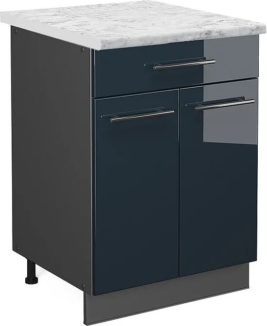 Szafka dolna do kuchni ciemnoniebieski wysoki połysk 60x60x82 fame-line