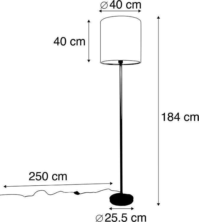 Nowoczesna lampa podłogowa czarna z beżowym abażurem bouclé 40 cm - Simplo