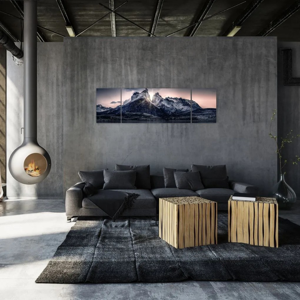 Obraz jeziora z górą (170x50 cm)