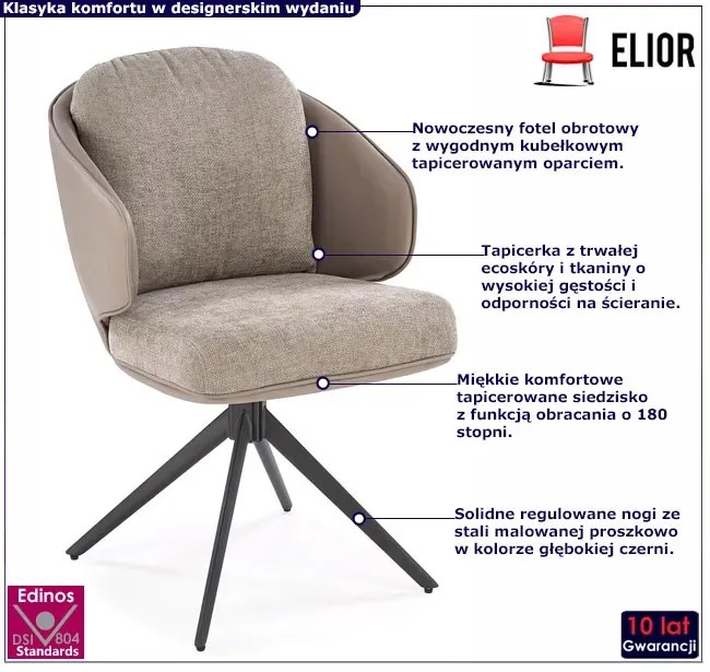 Popielaty tapicerowany fotel z obrotowym siedziskiem R7-S08