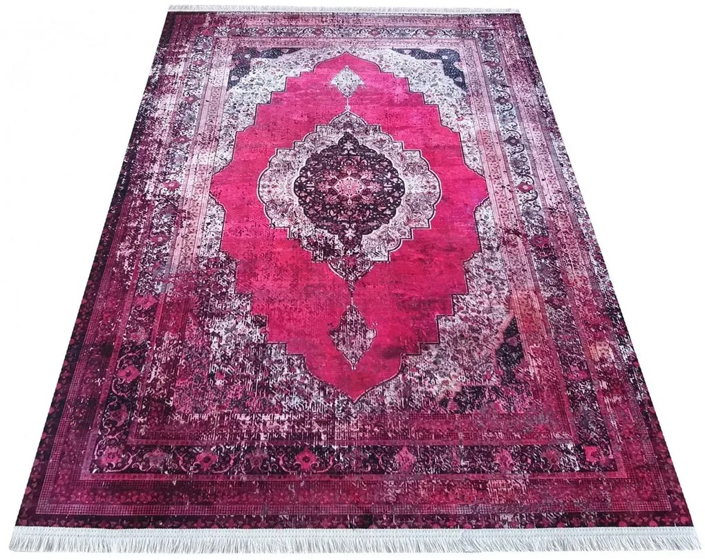 Różowy prostokątny dywan w stylu vintage N5-R81