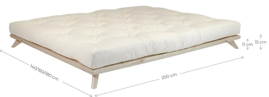 Łóżko dwuosobowe z drewna sosnowego ze stelażem 140x200 cm Senza – Karup Design