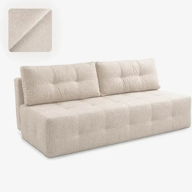 Sofa z Funkcją Spania MORANA Kremowa Szenil Nowoczesna
