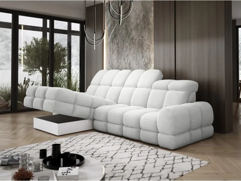 Narożnik TOLLO MINI S Lewostronny Elektryczna regulacja Bubble 01 kolor Biały WERSAL