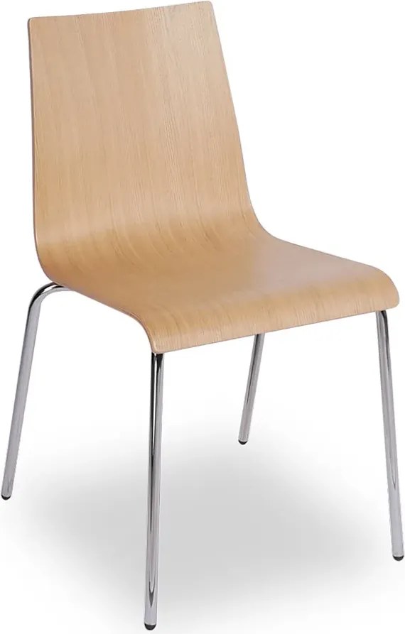 Drewniane krzesło sztaplowane naturalny + chrom T0-L70