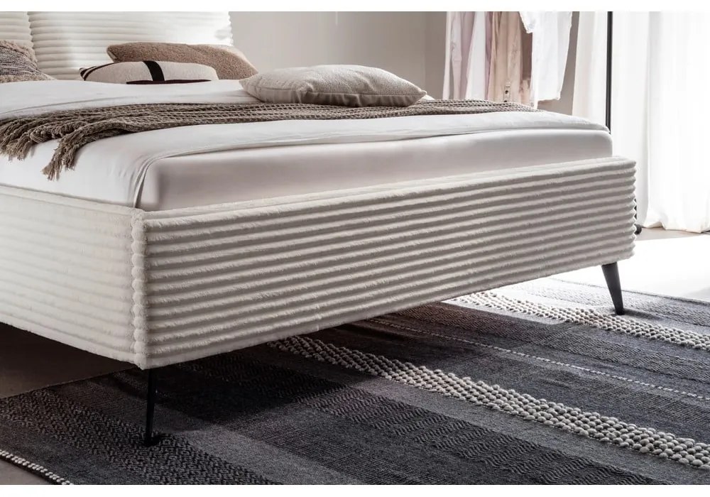 Beżowe tapicerowane łóżko dwuosobowe bez stelaża 180x200 cm Matera – Meise Möbel