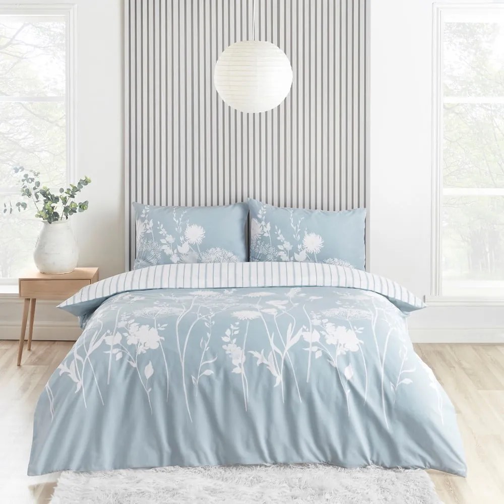 Biało-niebieska pościel dwuosobowa 230x220 cm Meadowsweet Floral – Catherine Lansfield