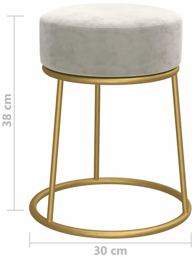 Okrągły szary welurowy taboret w stylu glamour P5-L64