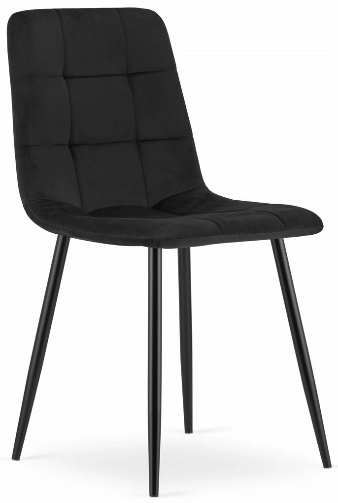 Krzesło aksamitne KARA czarne na czarnych nogach