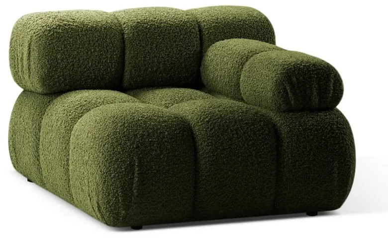 Zielony moduł sofy z materiału bouclé (prawostronny) Bellis – Micadoni Home