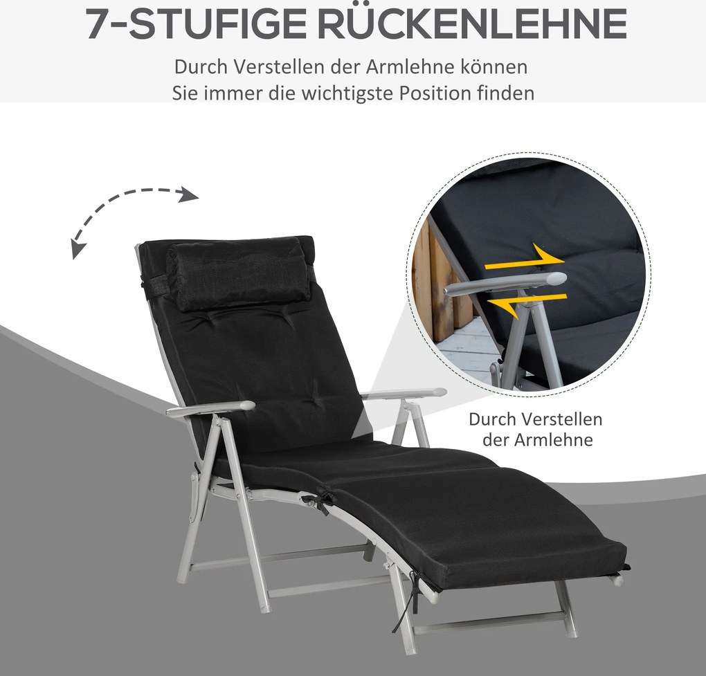 Outsunny leżak ogrodowy skladany duży leżak plazowy regulowany leżak metalowy compact do ogrodu i plaży | Aosom PL