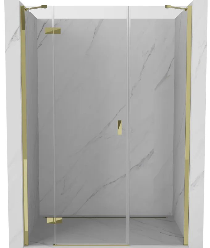 Mexen Mist-H drzwi prysznicowe uchylne lewe 130 cm, transparent, złote - 8A5-130-001-50-00-L
