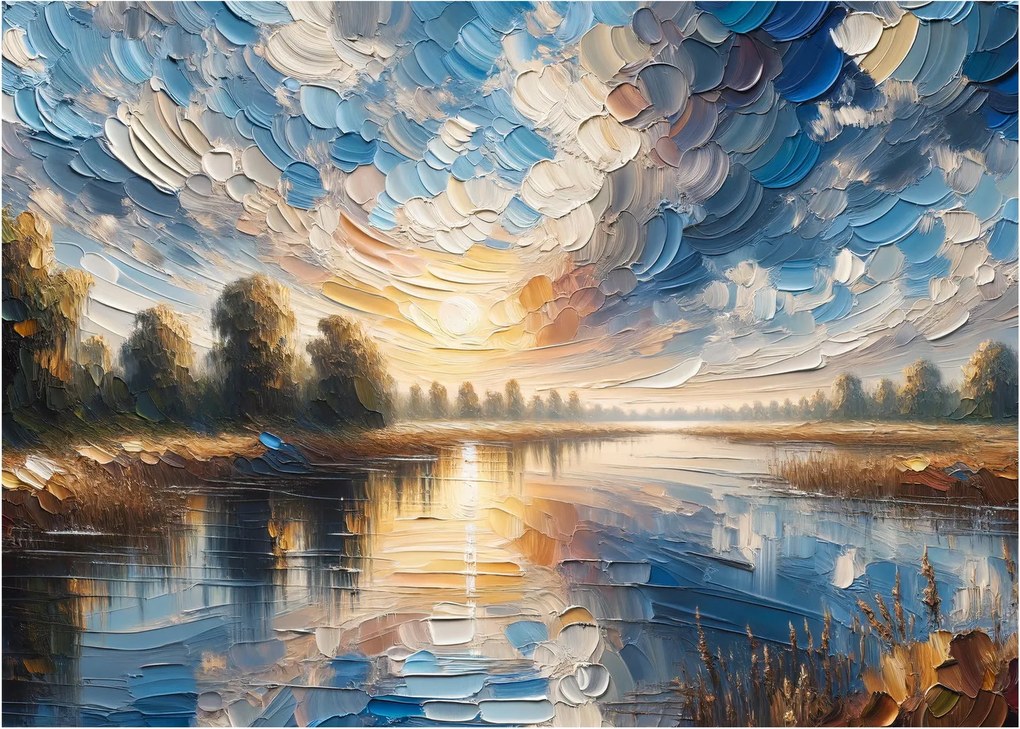 Obraz - Obraz słońca nad wodą (70x50 cm)