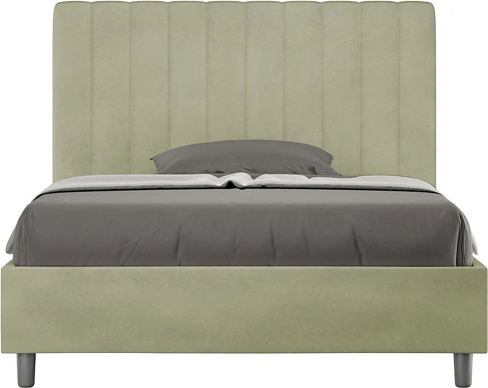 Łóżko wyposażone w stelaż z listwami tapicerowane 120x200 microfibra zielony Agueda