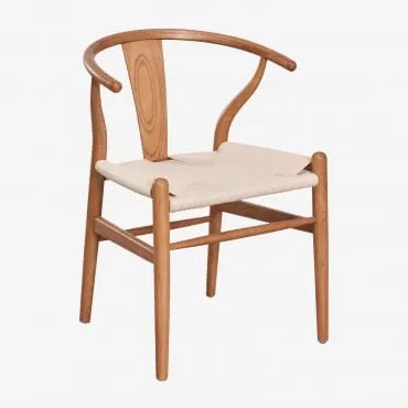 Zestaw 2 Krzeseł Jadalnianych Z Drewna Wiązu Uish Edition Popielaty Brąz - Sklum