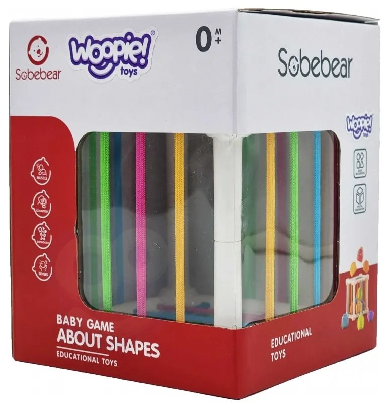 Woopie baby elastyczna kostka sensoryczna sorter dla dzieci zwierzątka + grzechotka 7 el.