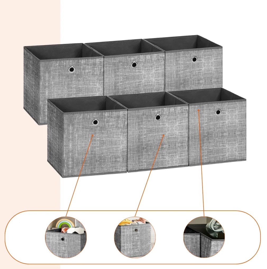 Pudełka do przechowywania GARY 6 szt., 30x30x30cm, szara SongmicsHome