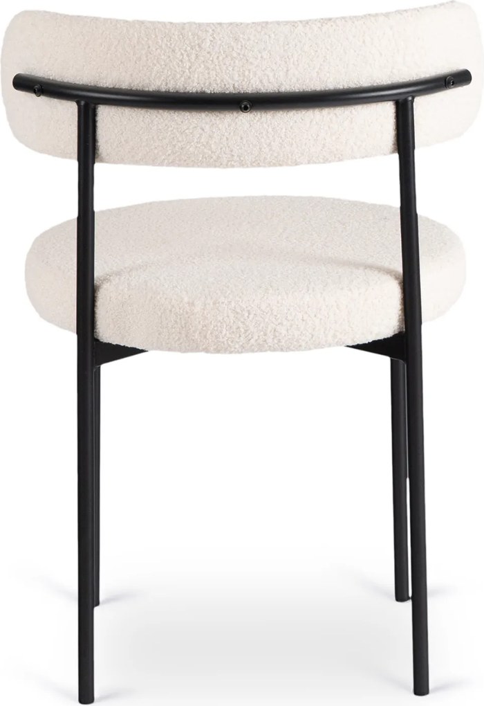 Krzesło Tapicerowane do Salonu TULSA Kremowe Boucle Nowoczesne