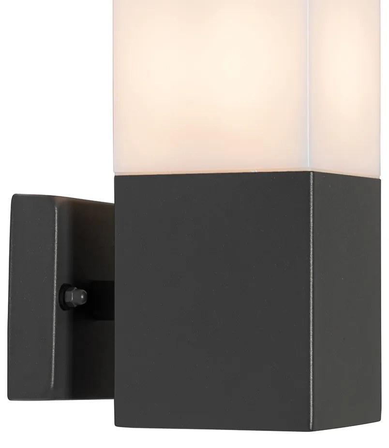 Zewnetrzna Nowoczesna lampa ścienna zewnętrzna ciemnoszara z opalizującym szkłem - Malios Nowoczesny Oswietlenie zewnetrzne