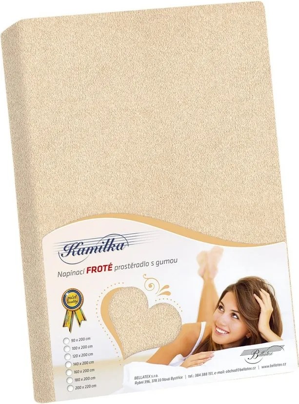 Prześcieradło frotte Kamilka jasny beż, 90 x 200 cm